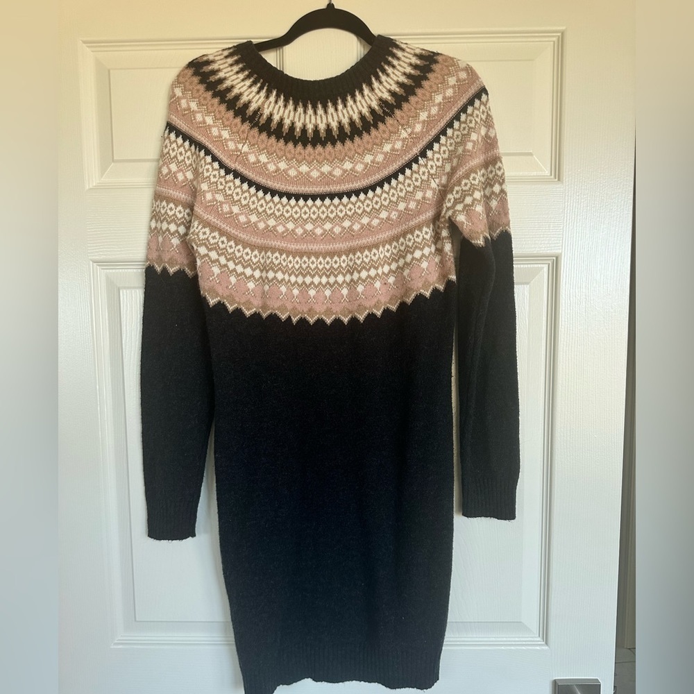 L.O.G.G H&M Sweater Dress Fair isle Nordic Alpaca Blend Size S Crewneck Ski Knit - Picture 4 of 5